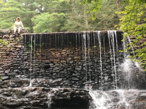 Man-made waterfall near the middle of the trail